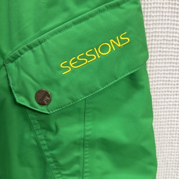 Sessions Supreme Gridlock Snowboard Pants Green/Yellow SZ M unisex bright winter - Picture 6 of 9
